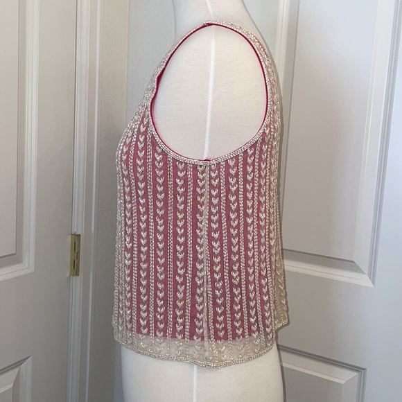 TOPSHOP beaded tank top in pink and beige in wpmen’s US size  4 - Picture 3 of 9